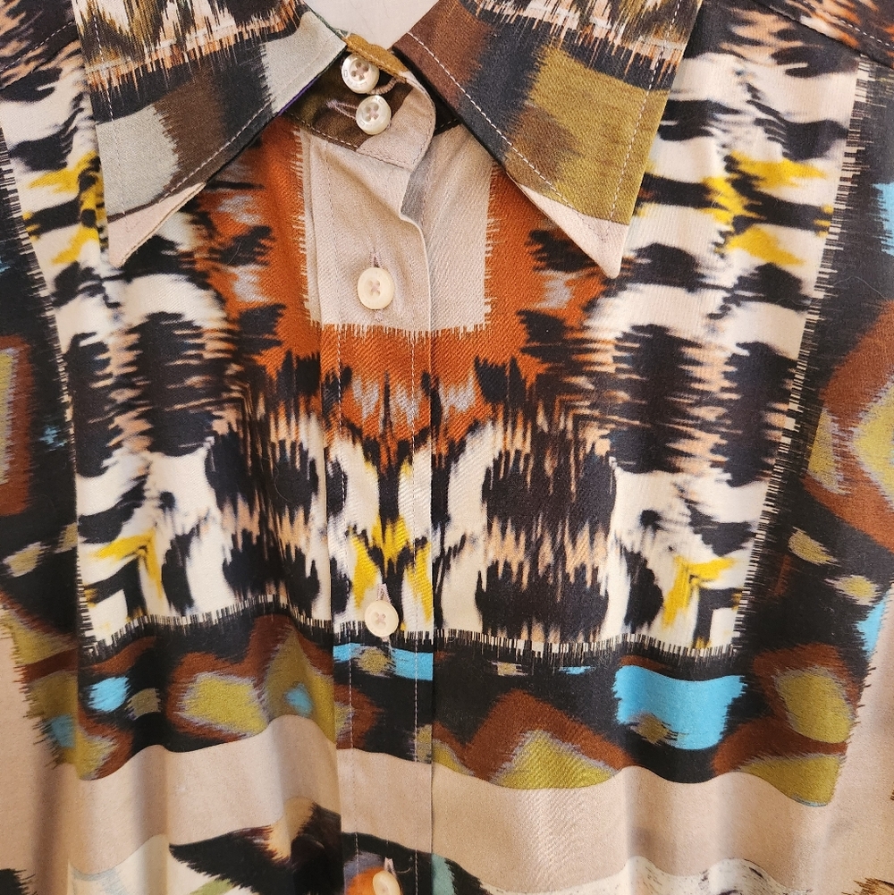 Etro Abstract Print Button-Up Blouse in Cotton/Elastane Blend - Picture 3 of 8